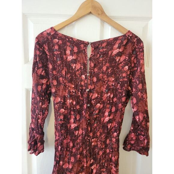 Free People Romper SZ Large All The Right Ruffles Faux Wrap Dark Floral Coquette - Picture 9 of 14